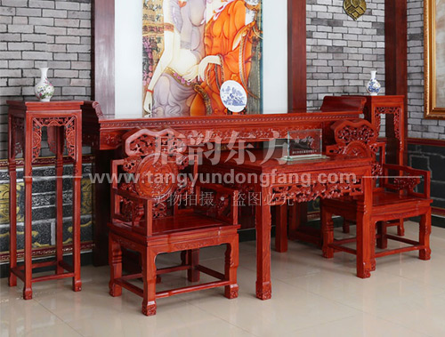 湖南邵先生购买老榆木中堂家具，制作工艺真好！